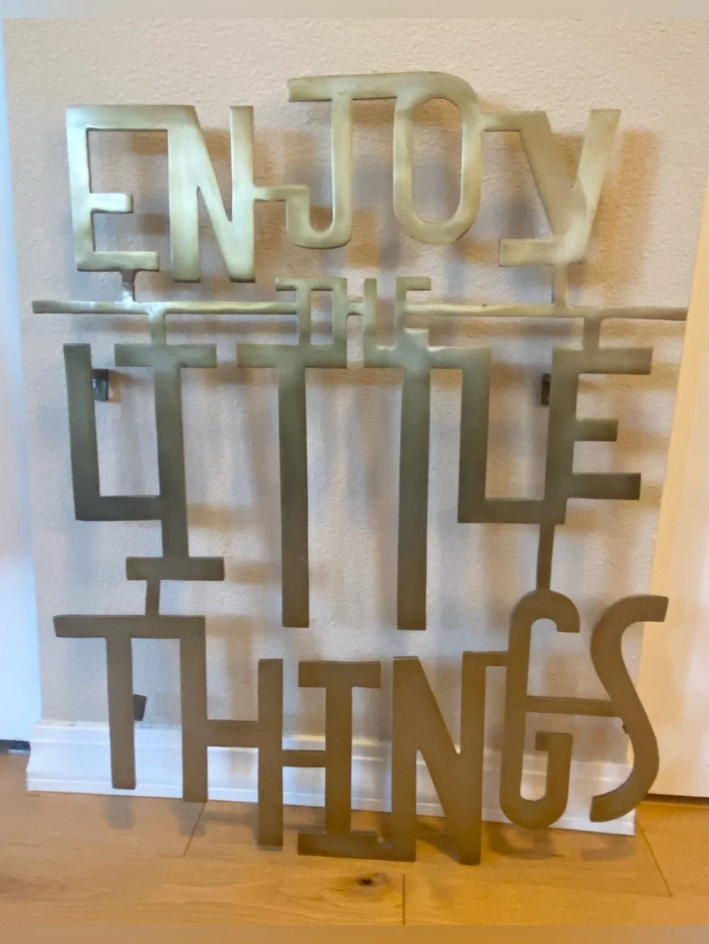 22x30” Pottery Barn Enjoy the Little Things Wall Art Aluminum w Brass Finish